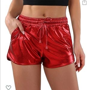 Red Metallic Shorts
